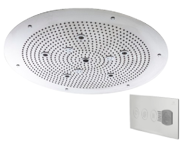 SEASONS SERIES I ??65 cm. Concealed Ceiling Shower Head. Shower Modes:  Inner Rain, Peripheral Rain, Full Rain, Mist and Central Jet. Additional featu